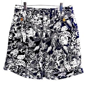Lauren Ralph Lauren Navy White Paisley Print High Rise Shorts Size 4